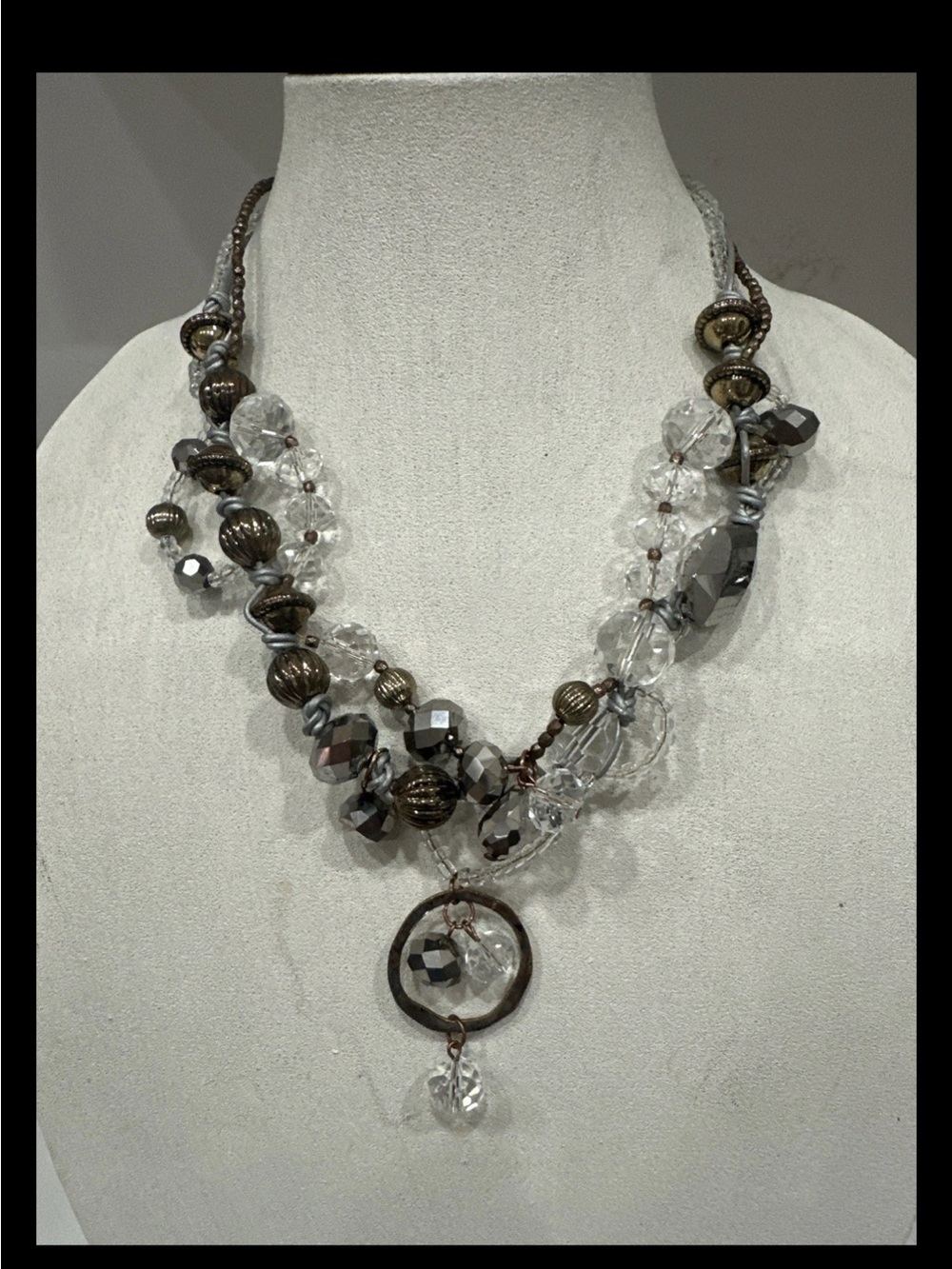 Erica Lyons Beaded Statement Necklace
- Clear & Bronze